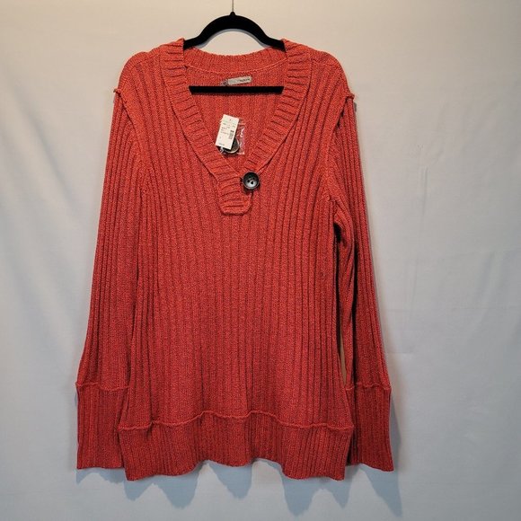 Maurices Sweaters - Maurices wide rib ultra stretch v neck single button long sleeve sweater plus